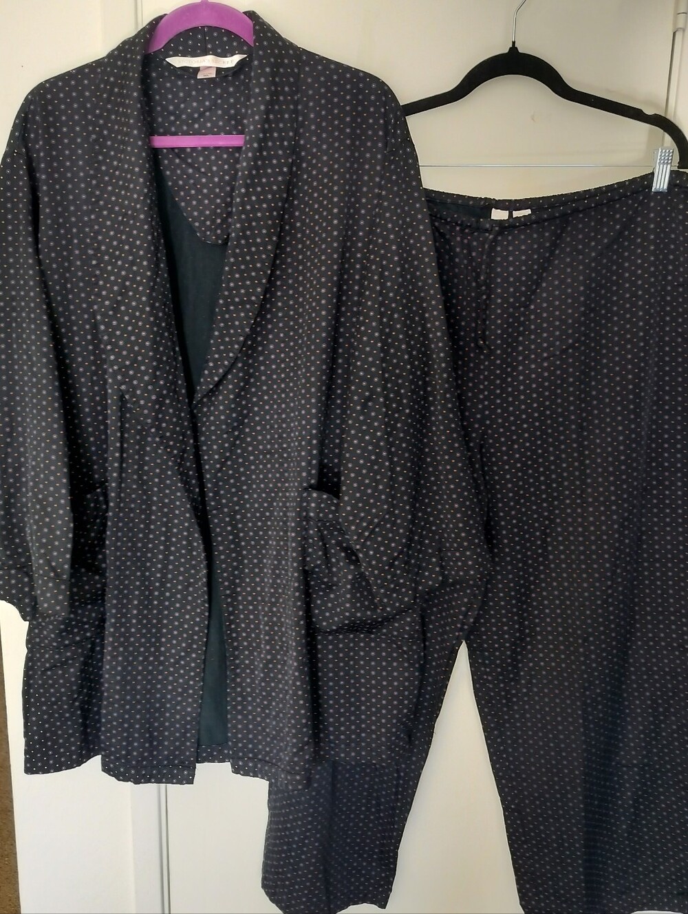 Vintage Victoria’s Secret 2pc Cotton-Rayon Lounge Set | Black Floral | M/L